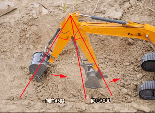 小型挖掘机挖掘土方角度