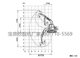 宝鼎80小型挖掘机工作范围图