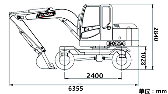 宝鼎80轮式挖掘机车身尺寸
