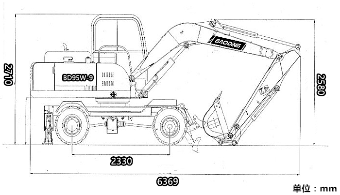 宝鼎95型号轮式挖掘机参数