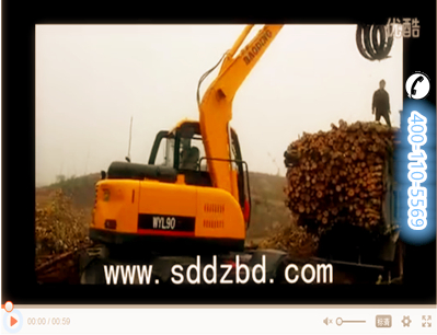 宝鼎轮式抓木机蔗木装卸机工作视频